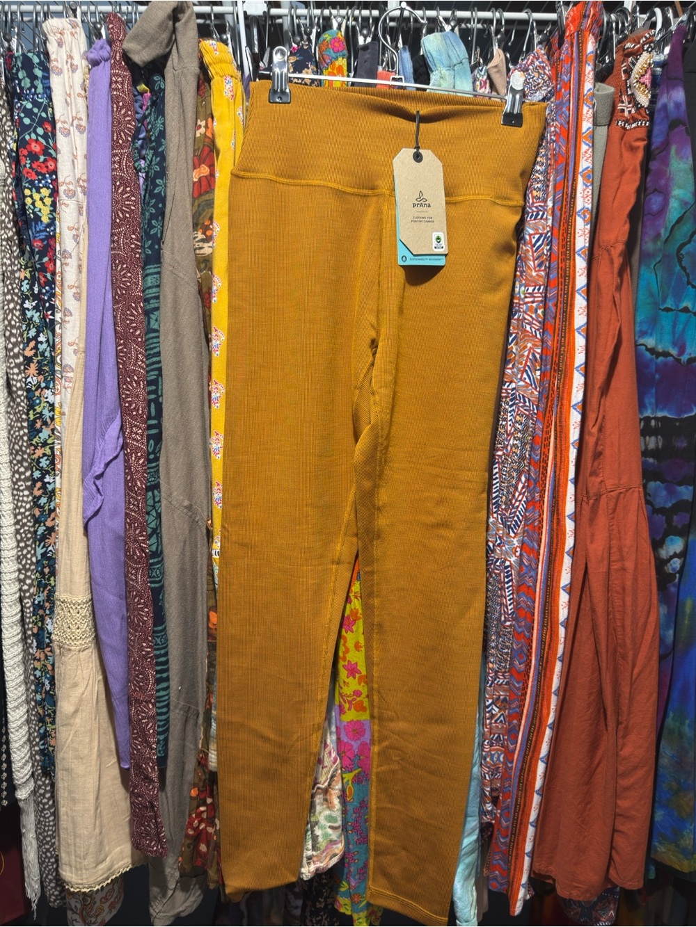 Prana Mustard High-Rise Stretch Leggings